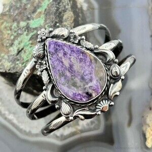 Sterling Southwestern StyleTeardrop Charoite Decorated Bracelet For Women